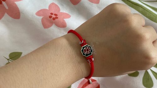 Red String Chinese Zodiac Bracelet with Green Pendant Personalized Lettering photo review