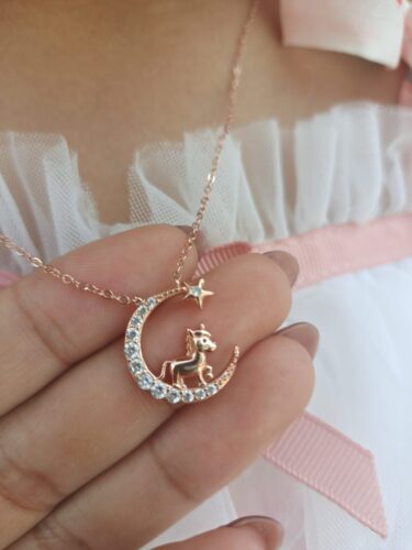 Moon-star Silver Necklace with Zircon for Girlfriend Chinese Zodiac photo review