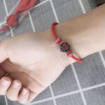 Red String Chinese Zodiac Bracelet with Green Pendant Personalized Lettering photo review