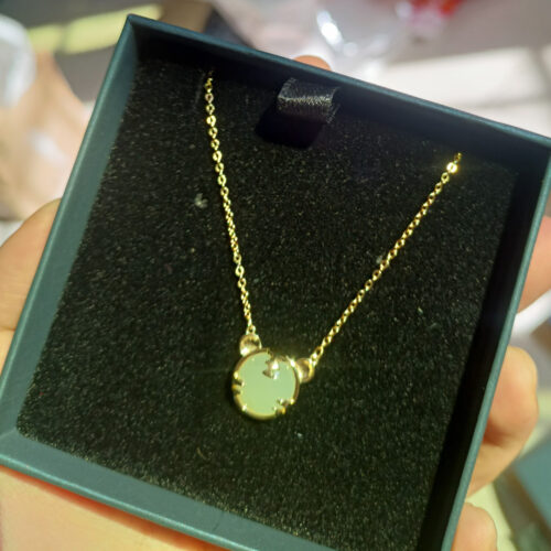 Hetian Jade Tiger Necklace with Silver Chain photo review