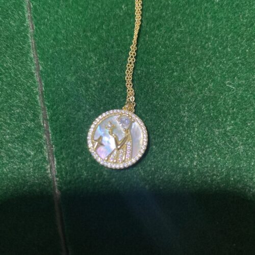 White Shell Necklace Silver Zodiac Sign photo review