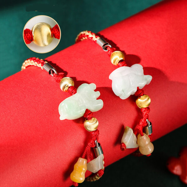 Yuanbao Chinese Zodiac String Bracelet with Jade Pendant 758323651 1 CAD $53.95