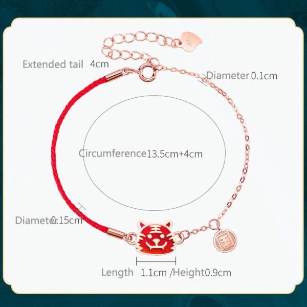Red String Silver Chain Chinese Zodiac Bracelet ZA0LJ001AM3 9 SGD $55.11