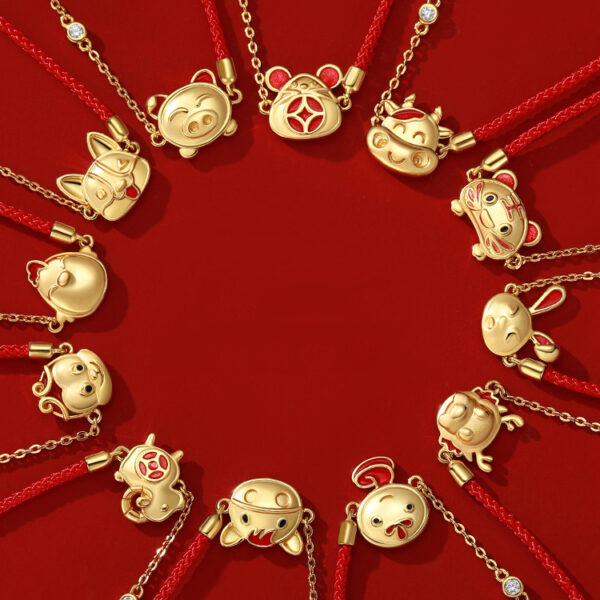 Half Red String Chinese Zodiac Bracelet for Women ZA0YSY001AM3 2 USD $69.99