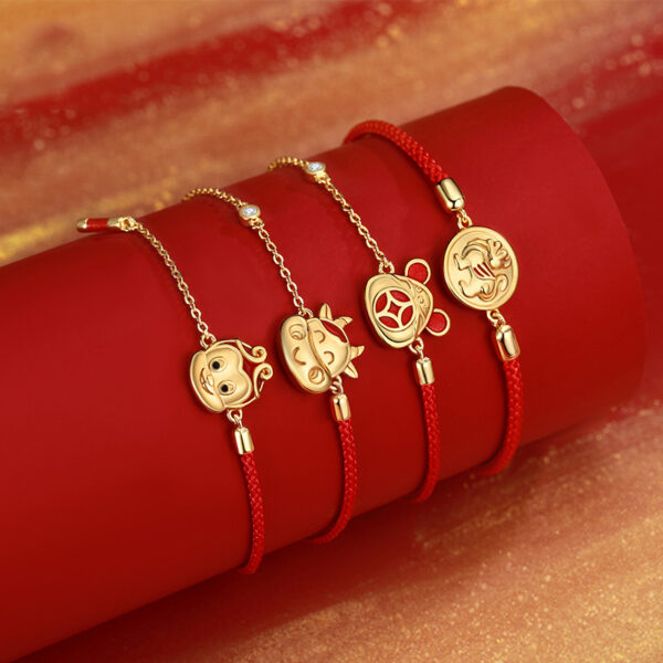 Half Red String Chinese Zodiac Bracelet for Women ZA0YSY001AM3 4 USD $69.99