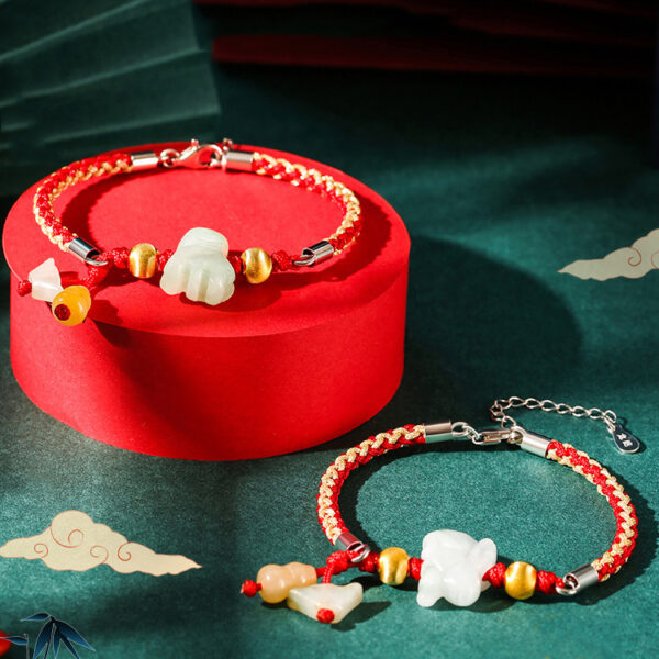 Yuanbao Chinese Zodiac String Bracelet with Jade Pendant ZA1LJ006AM3 5 GBP £33.43