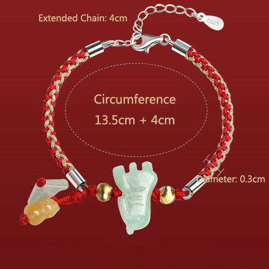 Yuanbao Chinese Zodiac String Bracelet with Jade Pendant ZA1LJ006AM3 8 CAD $53.95