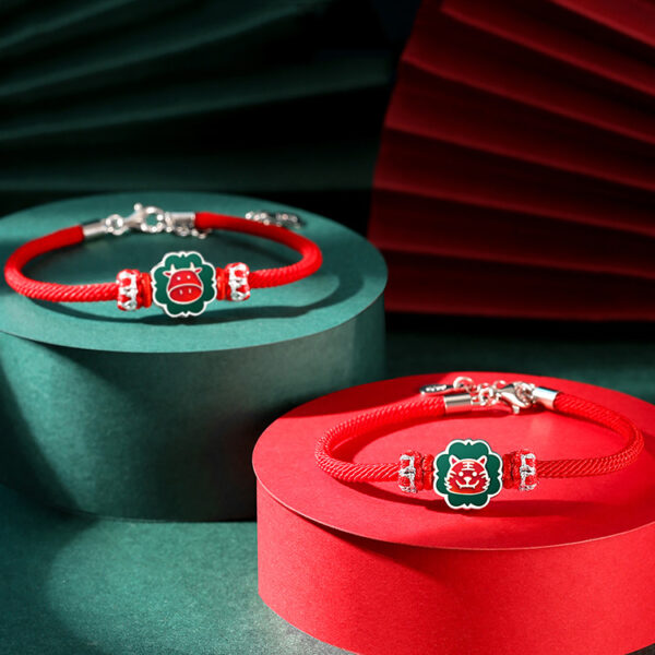Red String Chinese Zodiac Bracelet with Green Pendant Personalized Lettering ZA1LJ008AM3 10 CAD $53.95