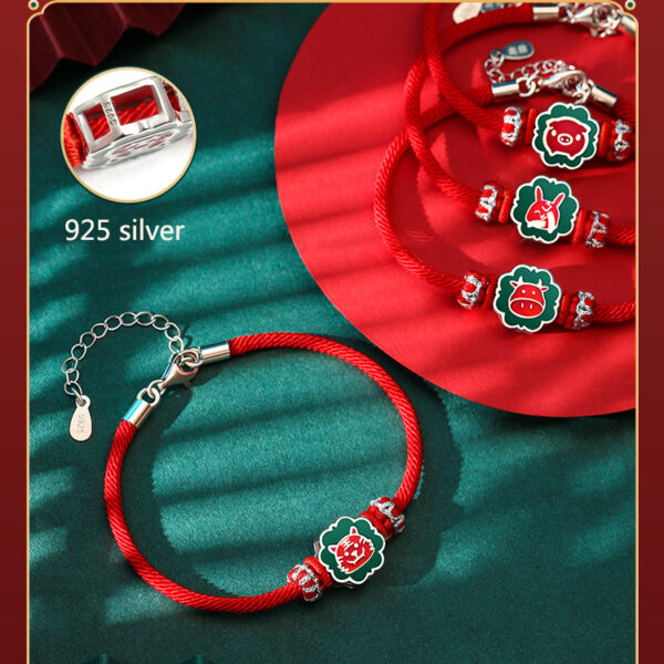 Red String Chinese Zodiac Bracelet with Green Pendant Personalized Lettering ZA1LJ008AM3 3 CAD $53.95