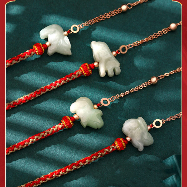Half Red String Chinese Zodiac Bracelet with Jade Pendant ZA1LJ009AM3 3 USD $39.99