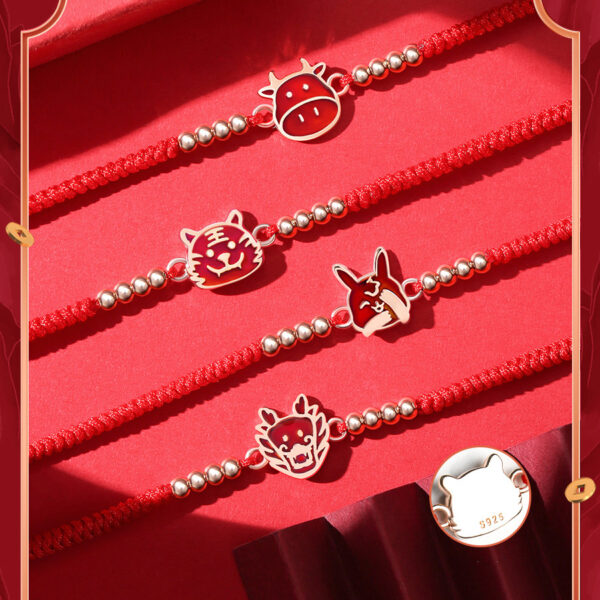 Red String Chinese Zodiac Bracelet with Silver Beads ZA1LJ010AM3 2 CAD $40.46