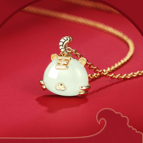 Pretty Silver Necklace with Jade Pendant for Girls Chinese Zodiac ZA1YSY002 3 CAD $80.93