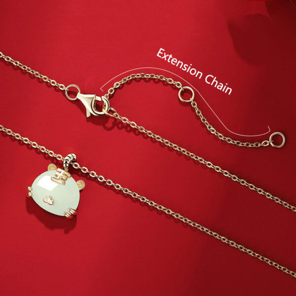 Pretty Silver Necklace with Jade Pendant for Girls Chinese Zodiac ZA1YSY002 5 SGD $82.67