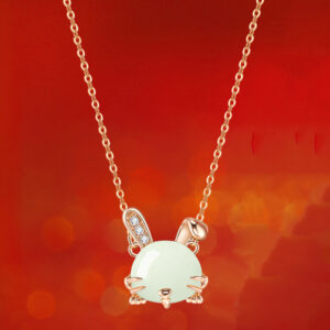 Pretty Silver Necklace with Jade Pendant for Girls Chinese Zodiac ZA1YSY002 d5 AUD $90.10