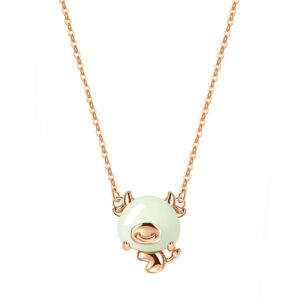 Pretty Silver Necklace with Jade Pendant for Girls Chinese Zodiac ZA1YSY002 v2 CAD $80.93