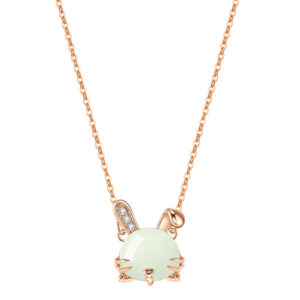 Pretty Silver Necklace with Jade Pendant for Girls Chinese Zodiac ZA1YSY002 v4 SGD $82.67