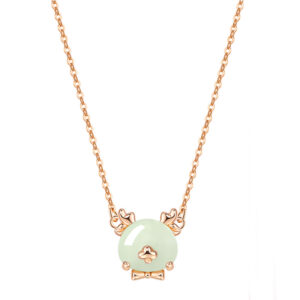 Pretty Silver Necklace with Jade Pendant for Girls Chinese Zodiac ZA1YSY002 v5 SGD $82.67