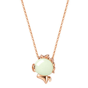Pretty Silver Necklace with Jade Pendant for Girls Chinese Zodiac ZA1YSY002 v7 CAD $80.93