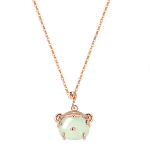 Pretty Silver Necklace with Jade Pendant for Girls Chinese Zodiac ZA1YSY002 v9 SGD $82.67