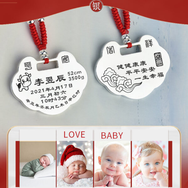 Custom Chinese Zodiac Pendant Lucky Lock for Kids 999 Silver ZA2BB010 5 CAD $80.93
