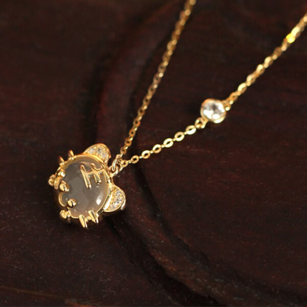 Jade Tiger Pendant Necklace with Silver Chain ZA2BB019 2 USD $49.99