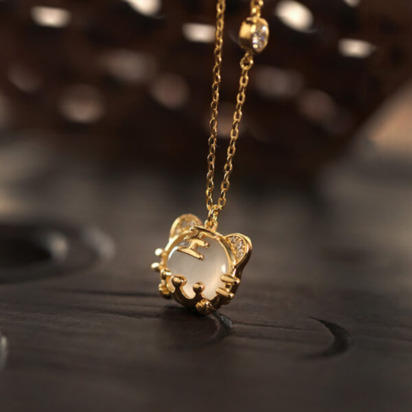 Jade Tiger Pendant Necklace with Silver Chain ZA2BB019 B USD $49.99