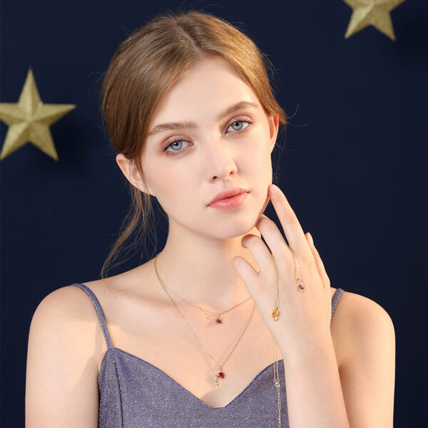 925 Silver Zodiac Necklace with Natural Crystal for Girls ZA3BB008 1 SGD $96.45