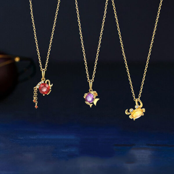 925 Silver Zodiac Necklace with Natural Crystal for Girls ZA3BB008 2 SGD $96.45