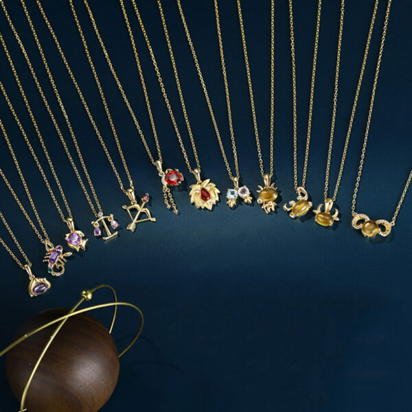 925 Silver Zodiac Necklace with Natural Crystal for Girls ZA3BB008 F AUD $105.12