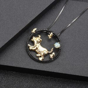 S925 Silver Necklace Birthstone with Opal Pendant ZA4BB001 D11 USD $79.99