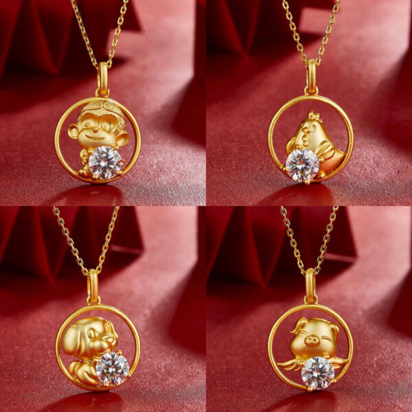 Birthstone Necklace 925 Silver with Moissanite Pendant Chinese Zodiac ZA4BB002 4 GBP £75.23