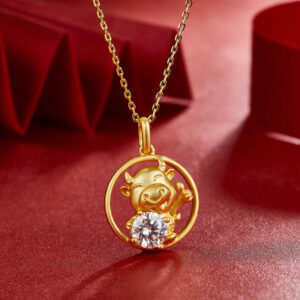 Birthstone Necklace 925 Silver with Moissanite Pendant Chinese Zodiac ZA4BB002 d2 USD $89.99