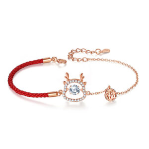 Half Red String Chinese Zodiac Bracelet Silver ZA4BB013 v5 GBP £25.07