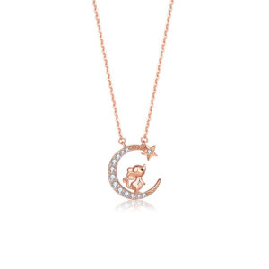Moon-star Silver Necklace with Zircon for Girlfriend Chinese Zodiac ZA4BB015 v1 GBP £25.07