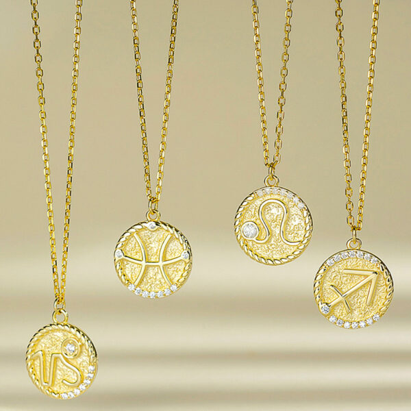 Golden Pendant Necklace S925 Silver Zodiac Sign ZA4BB016 4 CAD $40.52