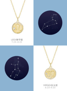 Golden Pendant Necklace S925 Silver Zodiac Sign ZA4BB016 D5 AUD $45.04