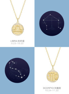 Golden Pendant Necklace S925 Silver Zodiac Sign ZA4BB016 D6 USD $29.99